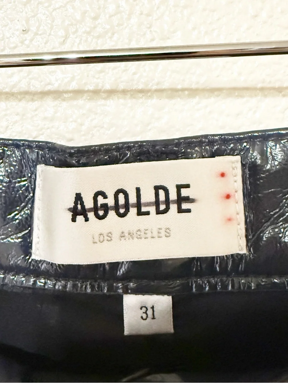 Agolde Recycled Leather 90's Pinch Waist in Shadow Patent A164-1351 size 31